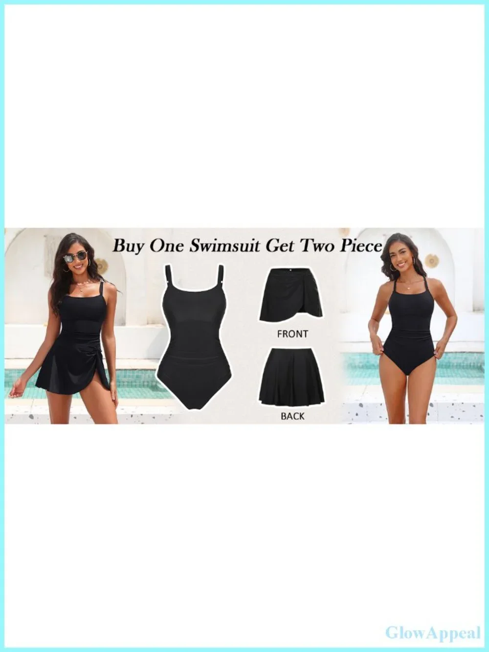 Tummy Control Swimdress 2 Piece One Piece Swimsuit with Removable Swim Skirt